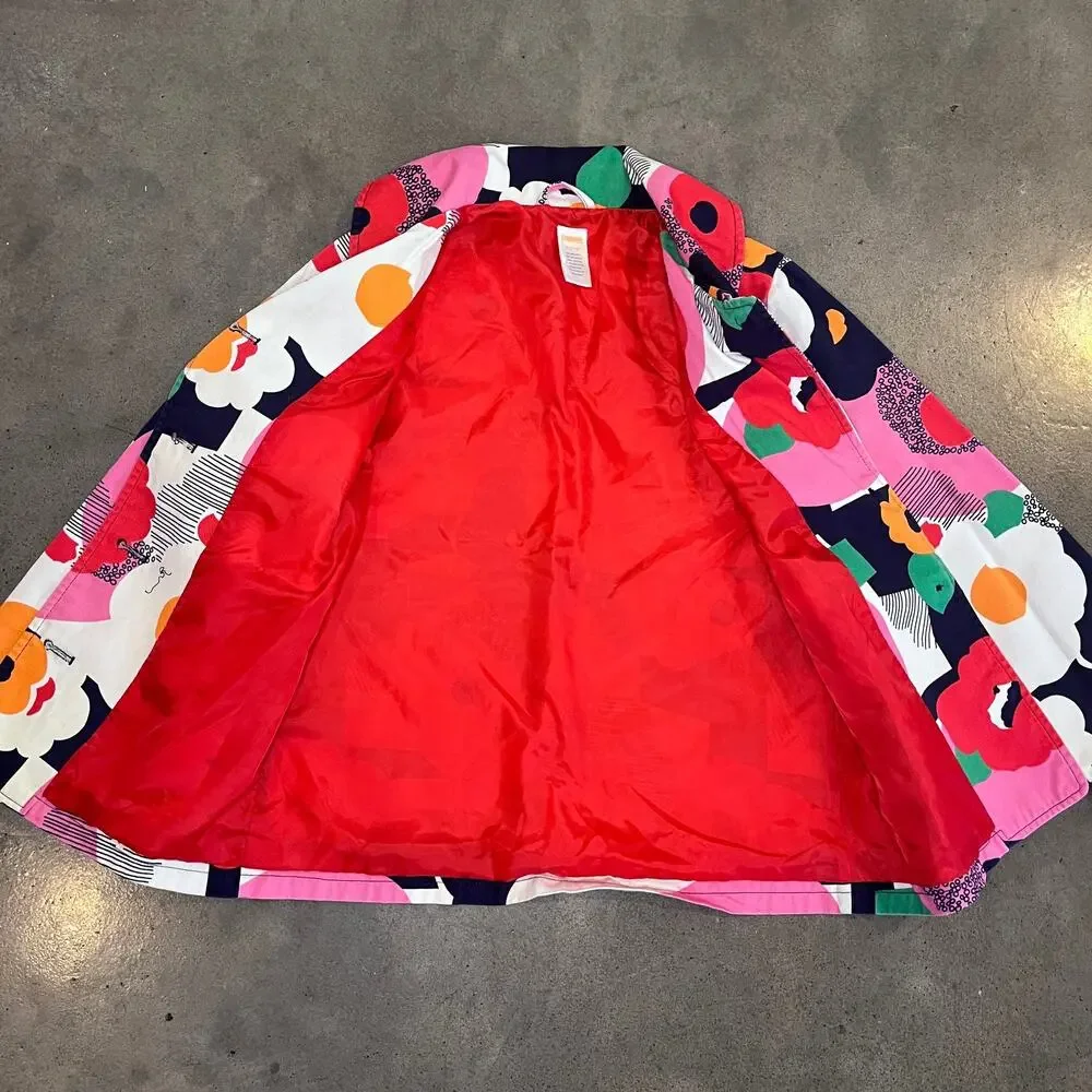 Gymboree Floral colorful 100% Cotton light trench coat jacket youth girls 7-8